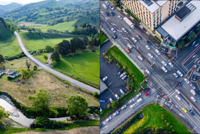 High-level view of road networks in different regions, depicting variations in asset condition.