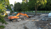 Private properties have been acquired and construction is underway along Ti Rakau Drive, East Tamaki, Auckland, for the Airport to Botany Rapid Transit public works project. Photo: Wynard Wood